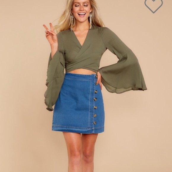 Green Wrap Crop Top - Picture 1 of 3